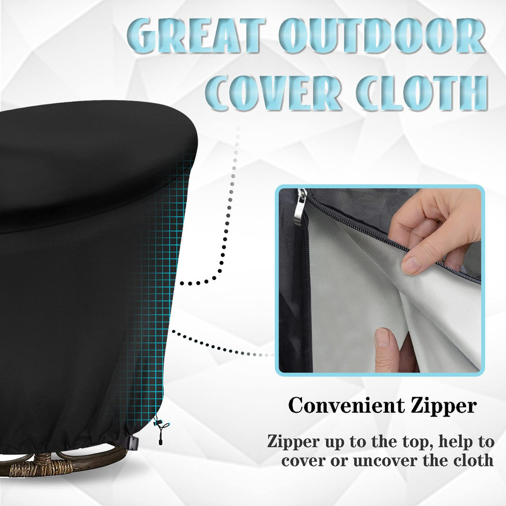Iceberg Elf Papasan Chair Cover Waterproof,(For 52In Outdoor Papasan Chairs Black) Zipper Design, Easy To Put On And Take Off, D