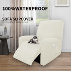Easy-Going 4 Pieces 100% Dual Waterproof Recliner Cover Stretch Soft Couch Cover For Dogs, Sofa Slipcover For Recliner Couch Leakproof Furniture Protector For Kids, Pets Brown