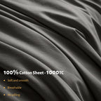 Shilucheng 100% Egyptian Cotton Sheets Set - 1000 Thread Count,Luxury Cotton Bed Sheets,Breathable & Cooling Bedding And Pillow Cases, 16 Inch Deep Pocket - 4 Piece (Dark Grey, Full)