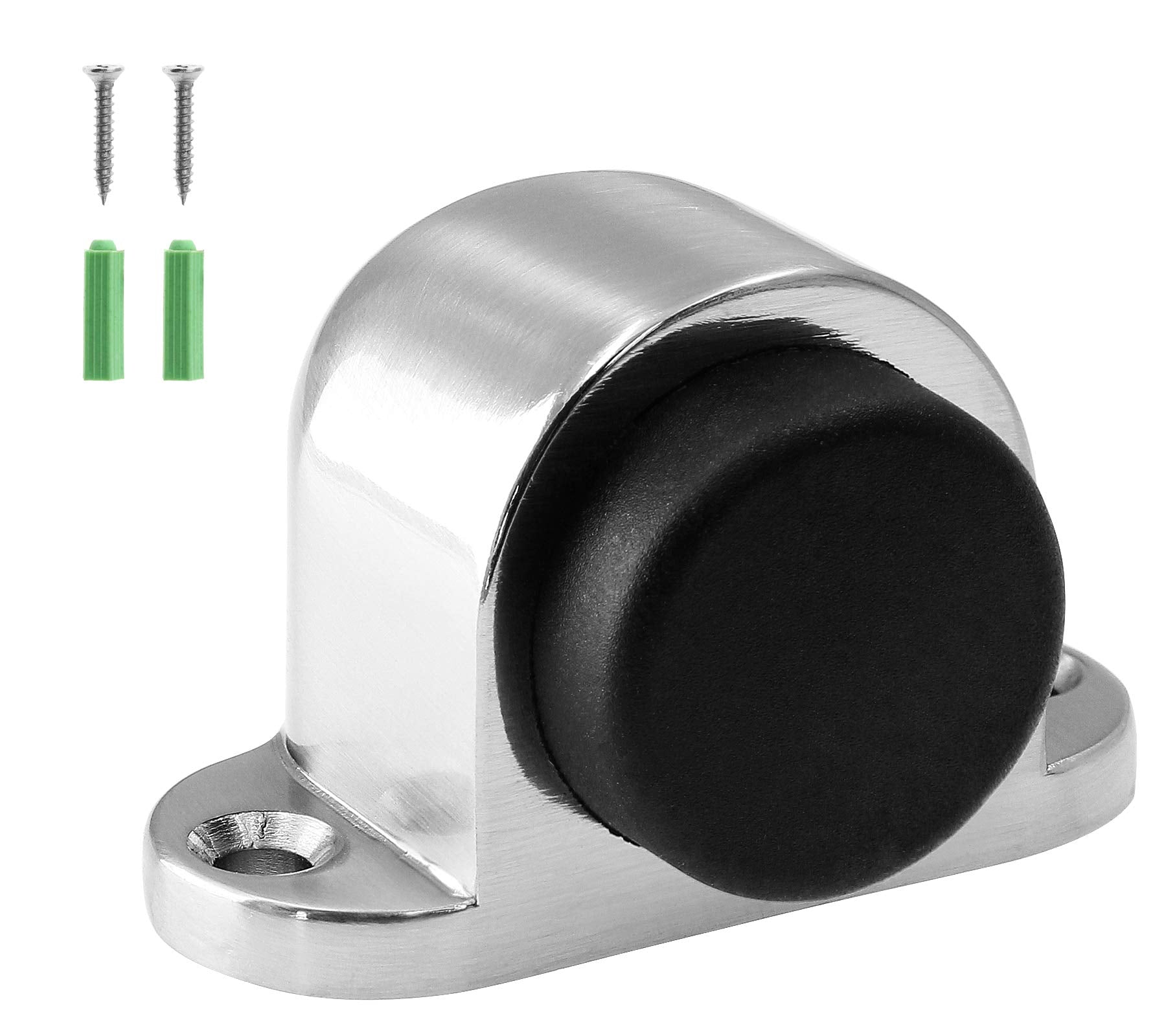 Phituoda 1.3 Inch / 33Mm Heavy Duty Floor Door Stopper, Floor Mount Door Stop With Silent Rubber Bumper, Stainless Steel Brushed