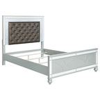 Coaster Home Furnishings Gunnison Modern Classic 4-Piece Bedroom Set Leatherette Upholstered Queen Size LED Panel Bed Frame 63-inch Headboard Silver Metallic 223211Q-S4