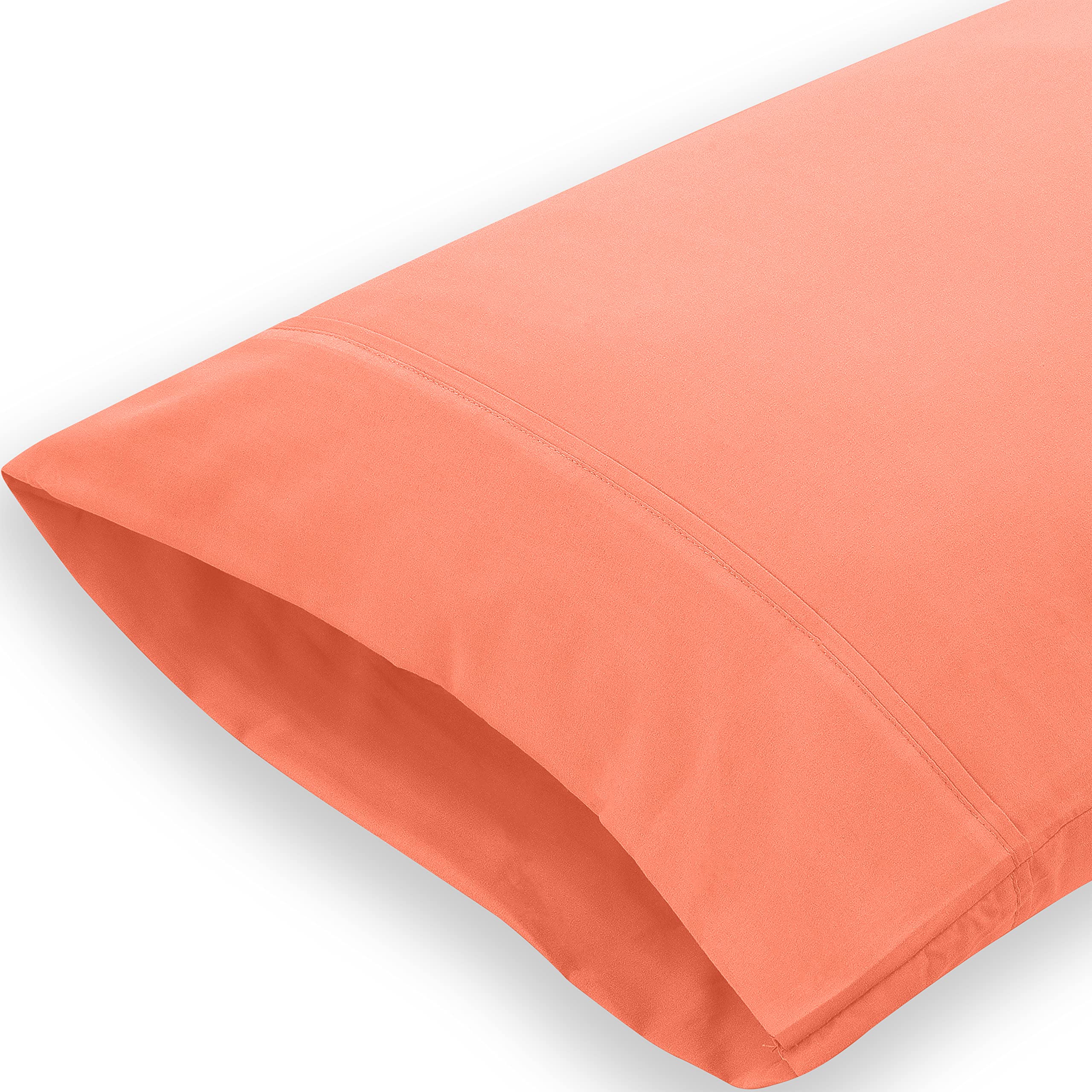 Royale Linens Standard Pillowcase Set Of 2 - Bed Pillow Cover - 20'X26' - Coral Pillowcases - 1800 Brushed Microfiber, Wrinkle