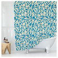 Worthwhile Goods Matisse Blue And White Boho Modern Fabric Shower Curtain, Abstract Floral Art Shower Curtain, 72X72 Inches (Mat