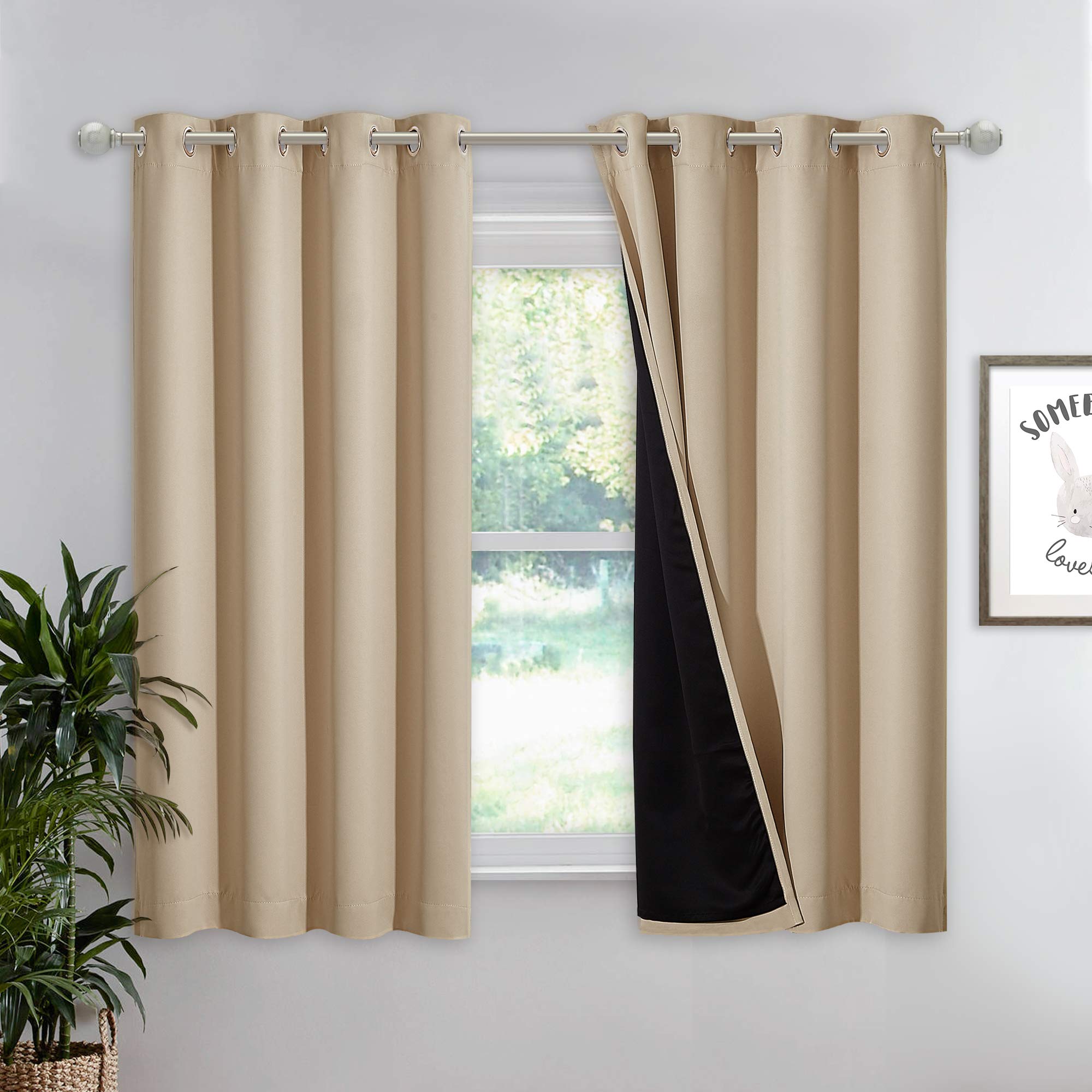 NICETOWN Cold Blocking Curtains, Bedroom Full Blackout Curtain Panel, Great Job for Blocking Light, Complete Blackout Drapery wi