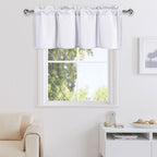 DWCN White Valance Curtains for Living Room, Kitchen Valance Solid Short Topper, Basement Window Curtains, 1 Panel, 36 X 16 Inch
