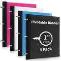 Tashkummy 360 Pivotable 3 Ring Binder, Foldable Binders 1 Inch 4 Pack, Thin Small Three Ring Binder Fits 8.5' X 11', For Home,