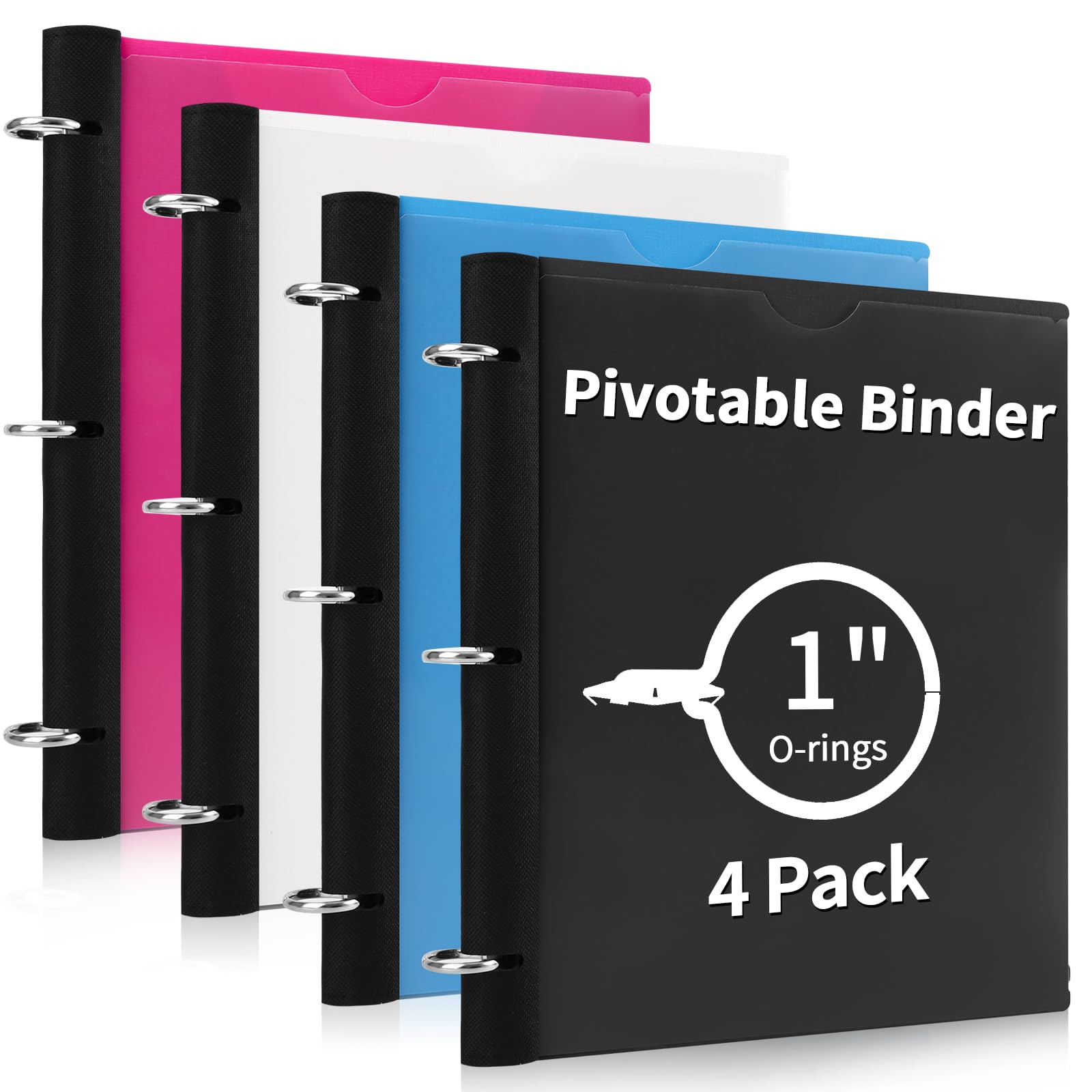 Tashkummy 360 Pivotable 3 Ring Binder, Foldable Binders 1 Inch 4 Pack, Thin Small Three Ring Binder Fits 8.5' X 11', For Home,