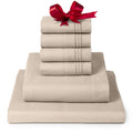 Mellanni California King Sheet Set - 6-Piece Iconic Collection Bedding, (Including 4 Pillowcases), 16-Inch Deep Pocket, Easy Care, Extra Soft, Cooling Sheets, Brushed Microfiber - Beige