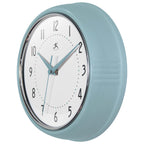 Infinity Instruments Retro 9.5 Inch Round Indoor Wall Clock, Baby Blue