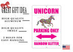 Rogue River Tactical Funny Unicorn Parking Only Sign Metal Tin Sign Wall Decor Daughter Rainbow Girls Bedroom