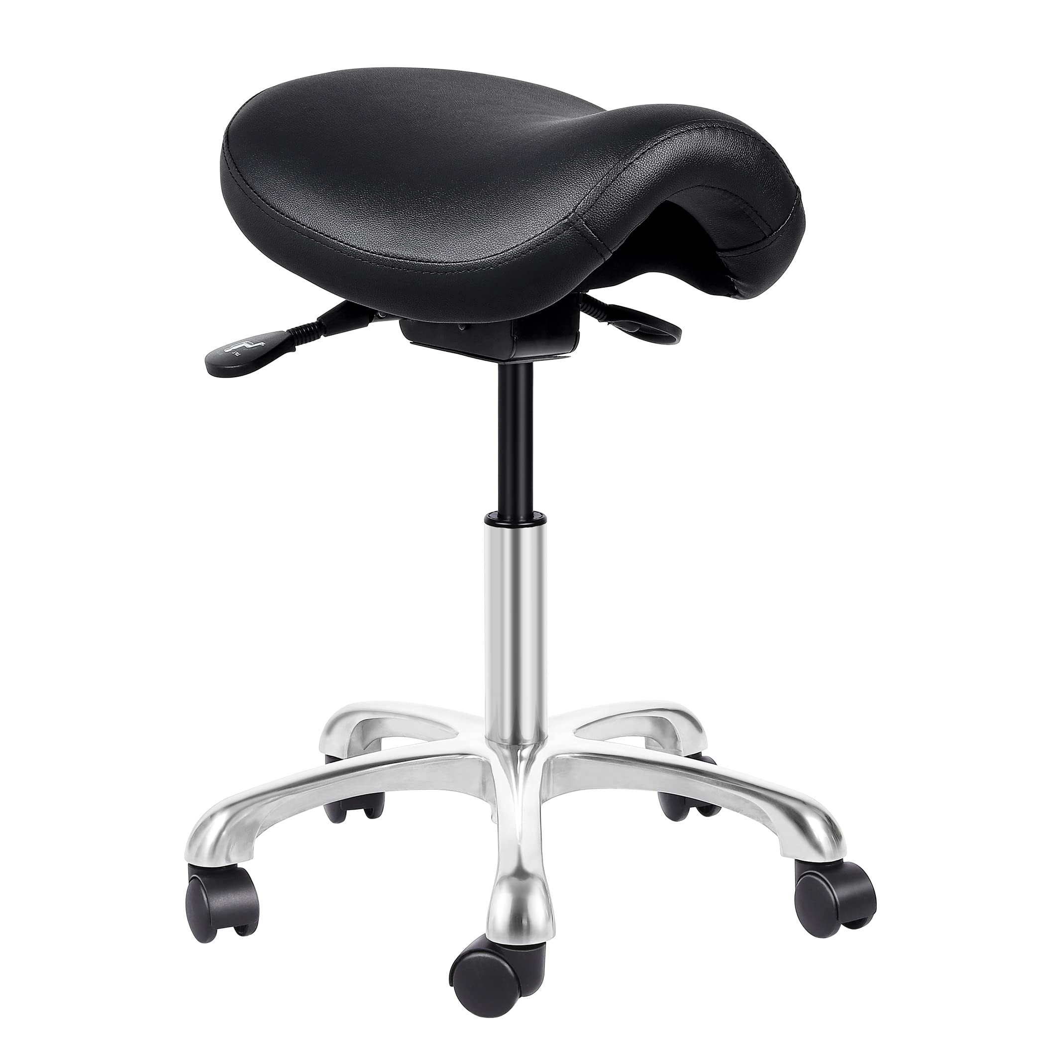 Saddle Stool Swivel Height Adjustable with Wheels Wobble Rolling Stool for Medical Massage Salon Kitchen Spa Drafting Lab Clinic