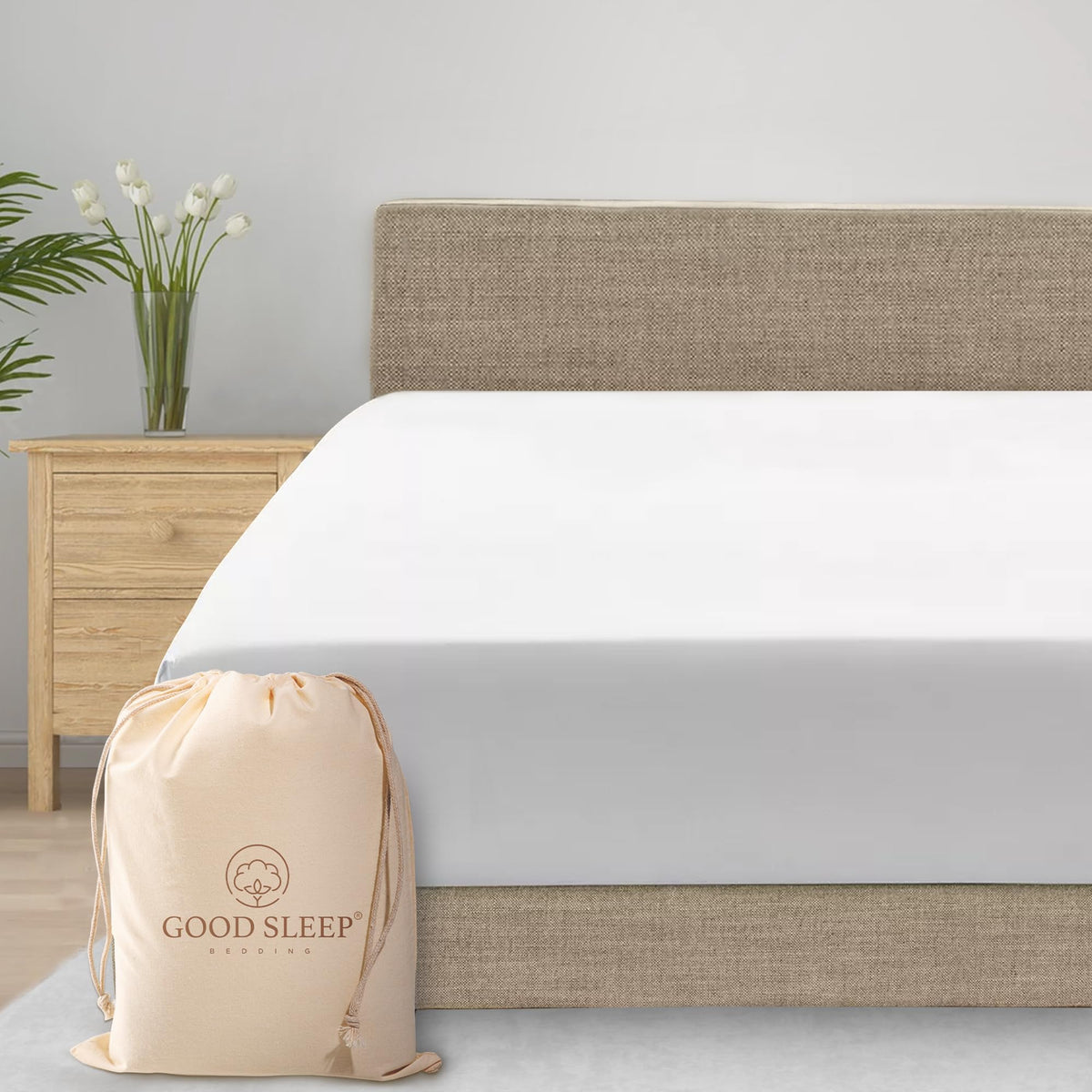 Good Sleep Bedding California King Fitted Sheet - 1000 Thread Count Egyptian Cotton Sheets With 16 Inch Deep Pocket, Soft & Brea