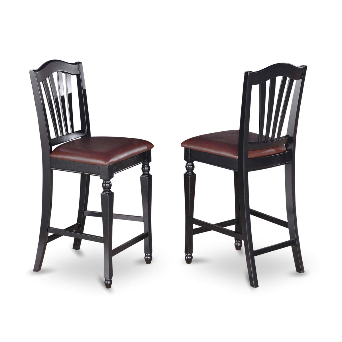 East West Furniture Yarmouth 5 Piece Counter Height Pub Set Includes a Rectangle Dining Room Table and 4 Faux Leather Upholstered Kitchen Chairs, 30x48 Inch, Black & Cherry