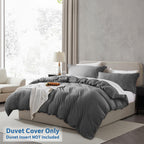 Nestl Grey California King Duvet Cover Sets - Soft Prewashed Cal King Duvet Cover, 3 Piece, With Zipper Closure, 1 Duvet Cover 104X98 Inches And 2 Pillow Shams - No Comforter