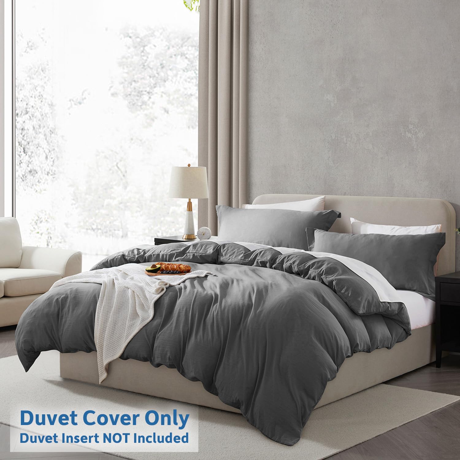 Nestl Grey California King Duvet Cover Sets - Soft Prewashed Cal King Duvet Cover, 3 Piece, With Zipper Closure, 1 Duvet Cover 104X98 Inches And 2 Pillow Shams - No Comforter