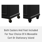 Crosley Furniture Cambridge Stone Top Rolling Kitchen Island Storage Cart, Microwave Stand, Spice Rack, Black