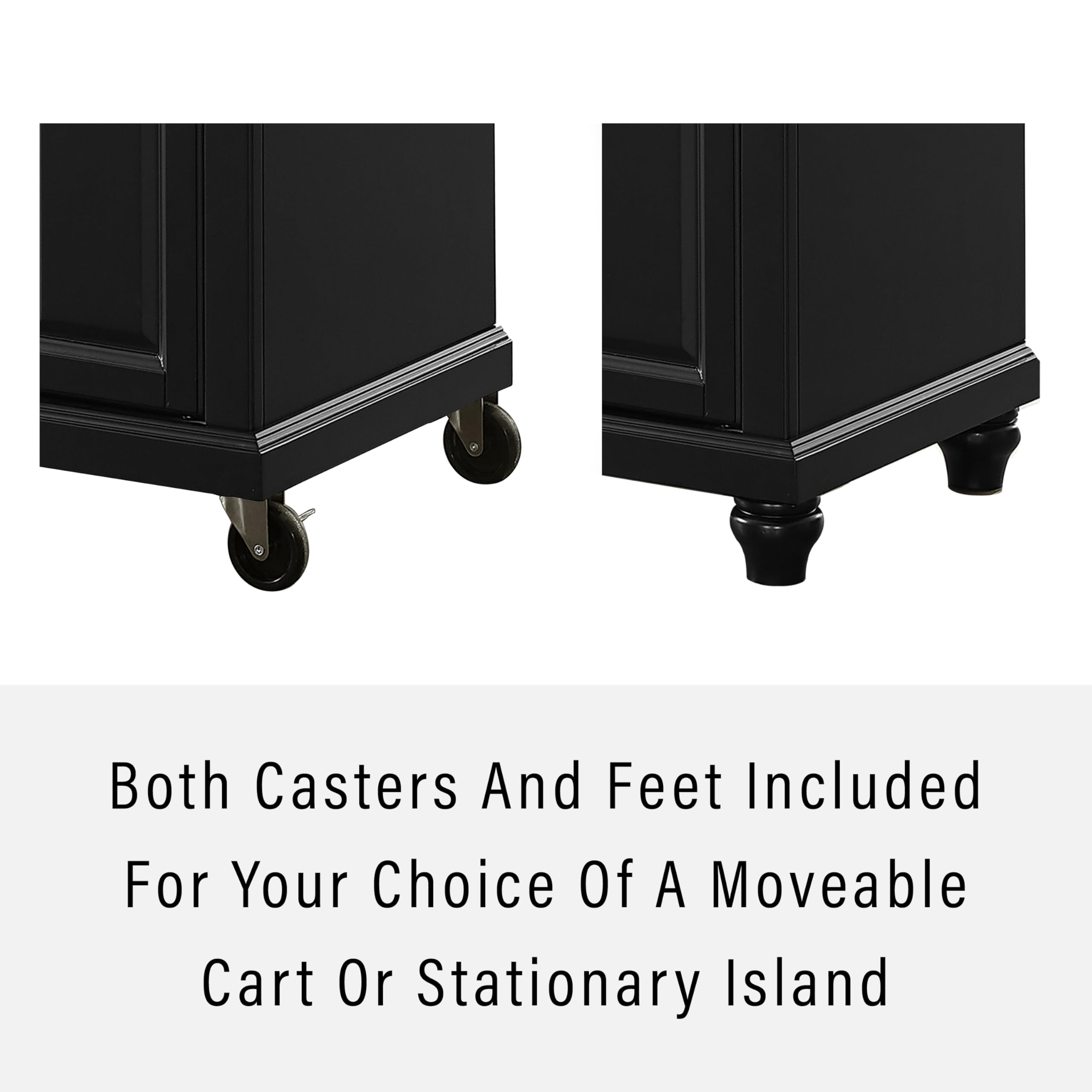 Crosley Furniture Cambridge Wood Top Small Portable Rolling Kitchen Island Storage Cart, Microwave Stand, Black