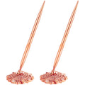 Outus 2 Pieces Hollow Round Pen Holder Pen Set For Wedding Bridal Engagement Guests Book Valentine'S Day Favor(Rose Gold)