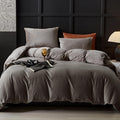 Warmdern Khaki Velvet Duvet Cover King Size Flannel Duvet Cover Bedding Sets, 3Pcs Ultra Soft Luxury Textured Modern Crystal Vel