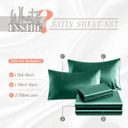 Elegant Comfort Luxurious 4-Piece Silky Satin Sheet Set, Skin And Hair Friendly, Wrinkle, Fade, Stain Resistant With Deep Pockets Fitted Sheet, Cooling Soft Satin Sheet Set, Full, Hunter Green