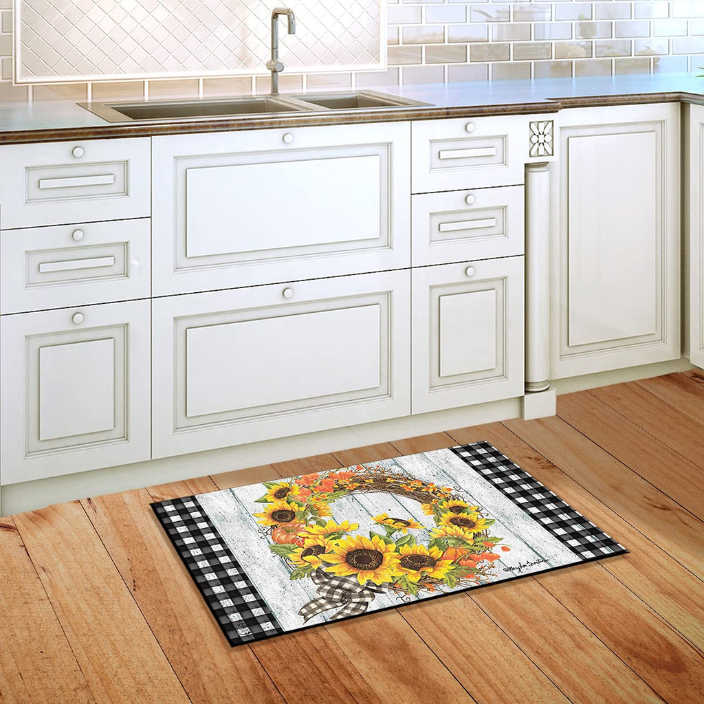 Briarwood Lane Sunflower Fall Wreath Welcome Doormat Autumn Floral Indoor Outdoor 30' X 18'