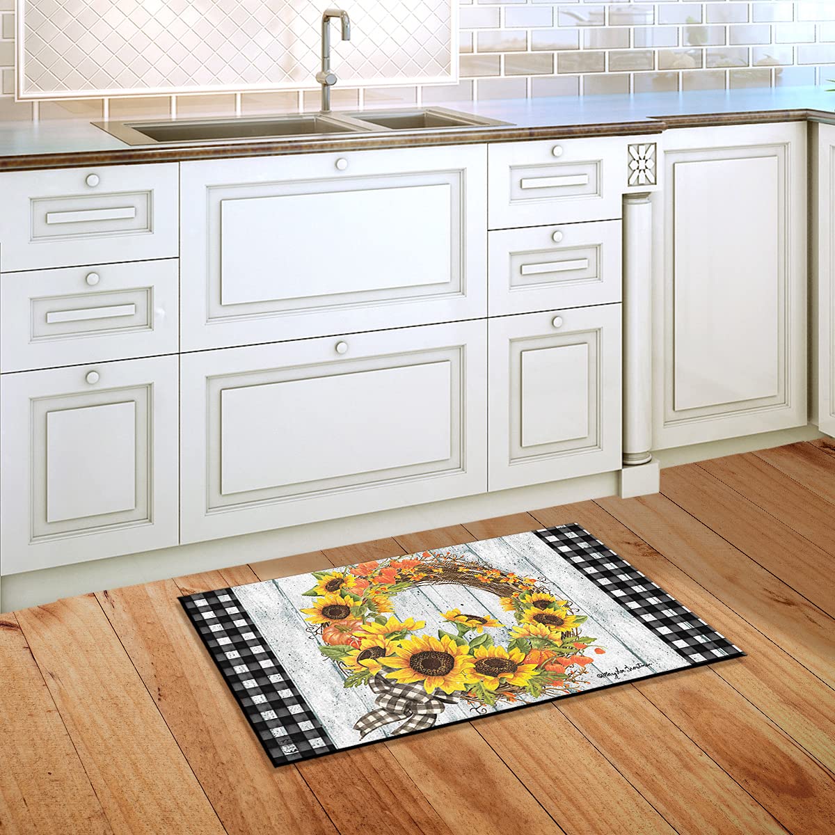 Briarwood Lane Sunflower Fall Wreath Welcome Doormat Autumn Floral Indoor Outdoor 30' X 18'