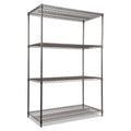 Alera Wire Shelving Starter Kit, Four-Shelf, 48w x 24d x 72h, Black Anthracite