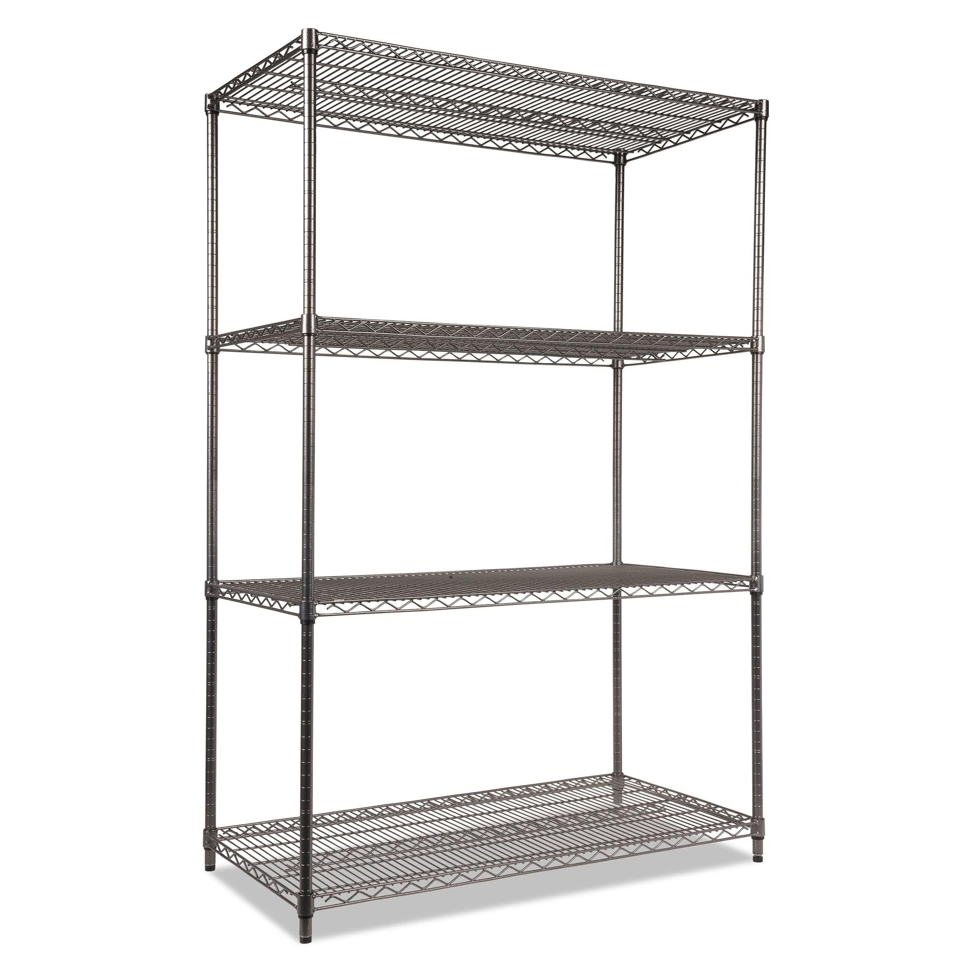 Alera Wire Shelving Starter Kit, Four-Shelf, 48w x 24d x 72h, Black Anthracite