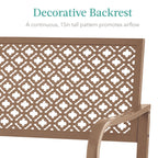 Best Choice Products Outdoor Bench 2-Person Metal Steel Benches Furniture For Garden, Patio, Porch, Entryway W/Geometric Backrest, 790Lb Capacity - Taupe