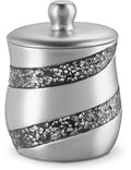 Creative Scents Silver Mosaic Qtip Holder - Decorative Cotton Ball Jar - Durable Resin cotton Swab dispenser - Beautiful Bathroo
