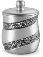 Creative Scents Silver Mosaic Qtip Holder - Decorative Cotton Ball Jar - Durable Resin cotton Swab dispenser - Beautiful Bathroo
