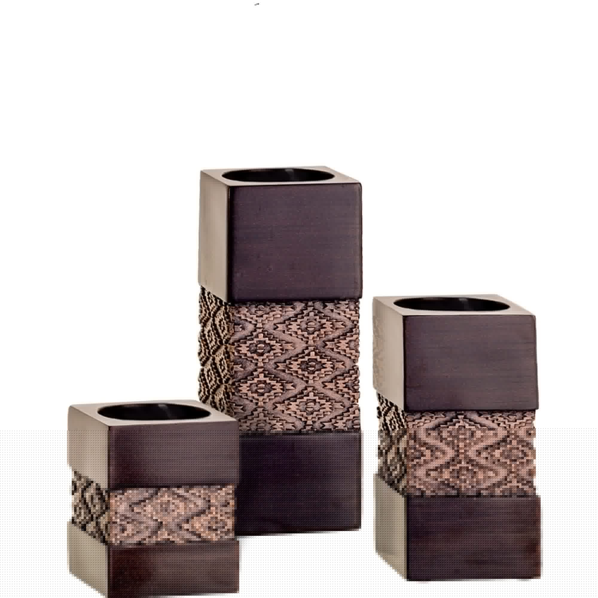 Creative Scents Dublin Brown Set of 3 Tealight Candle Holders Table Decor Gift Set - Centerpieces for Living/Dining Room Table, 