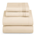 Hearth & Harbor Rv Short Queen Size Sheets - 4 Piece Bed Sheet Set, Hotel Luxury Double Brushed Bed Sheets - Extra Soft Bedding Sheets & Pillowcases, Short Queen, Beige