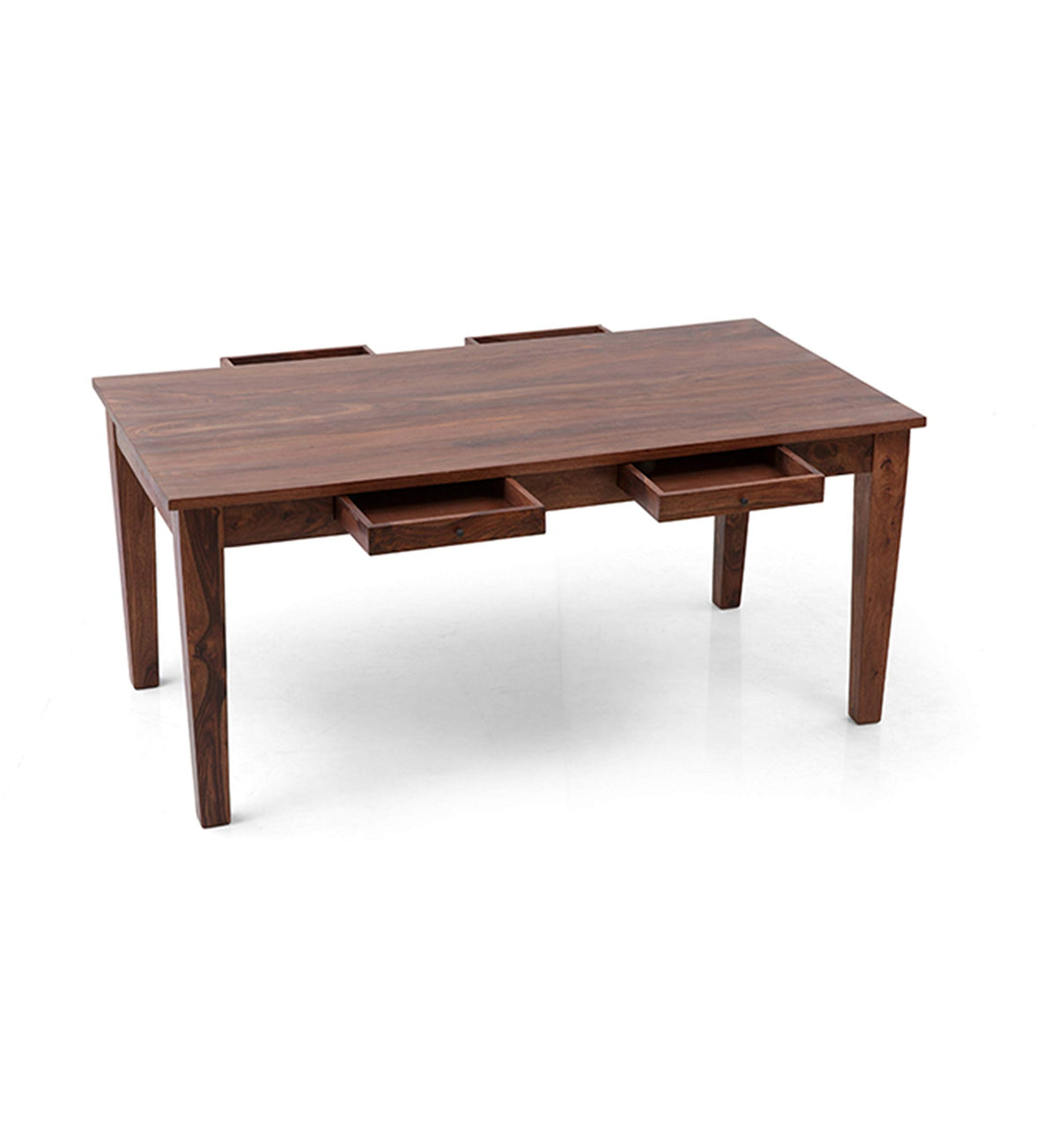 Kingwood Furniture Dinning Table With 4 Drawers For 6 Seater In Solid Sheesham Wood With Honey Finish