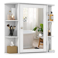 Tangkula Bathroom Medicine Cabinet with Mirror, Wall Mounted Bathroom Storage Cabinet w/Mirror Door & 6 Open Shelves, Adjustable
