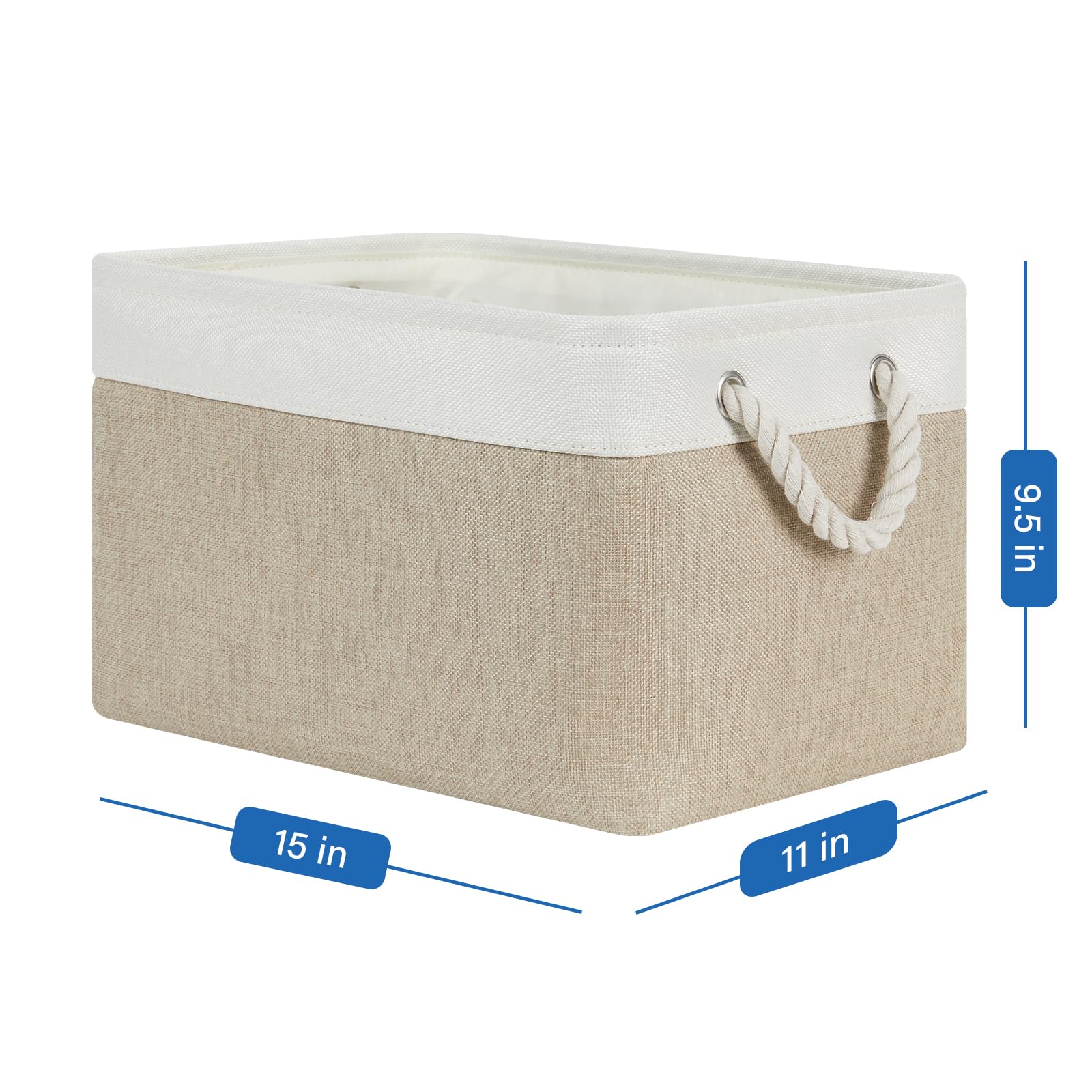 Temary Fabric Storage Baskets 4Pack Storage Bins Decorative Basket For Gift, Clothes Bin With Rope Handle, Rectangle Baskets For