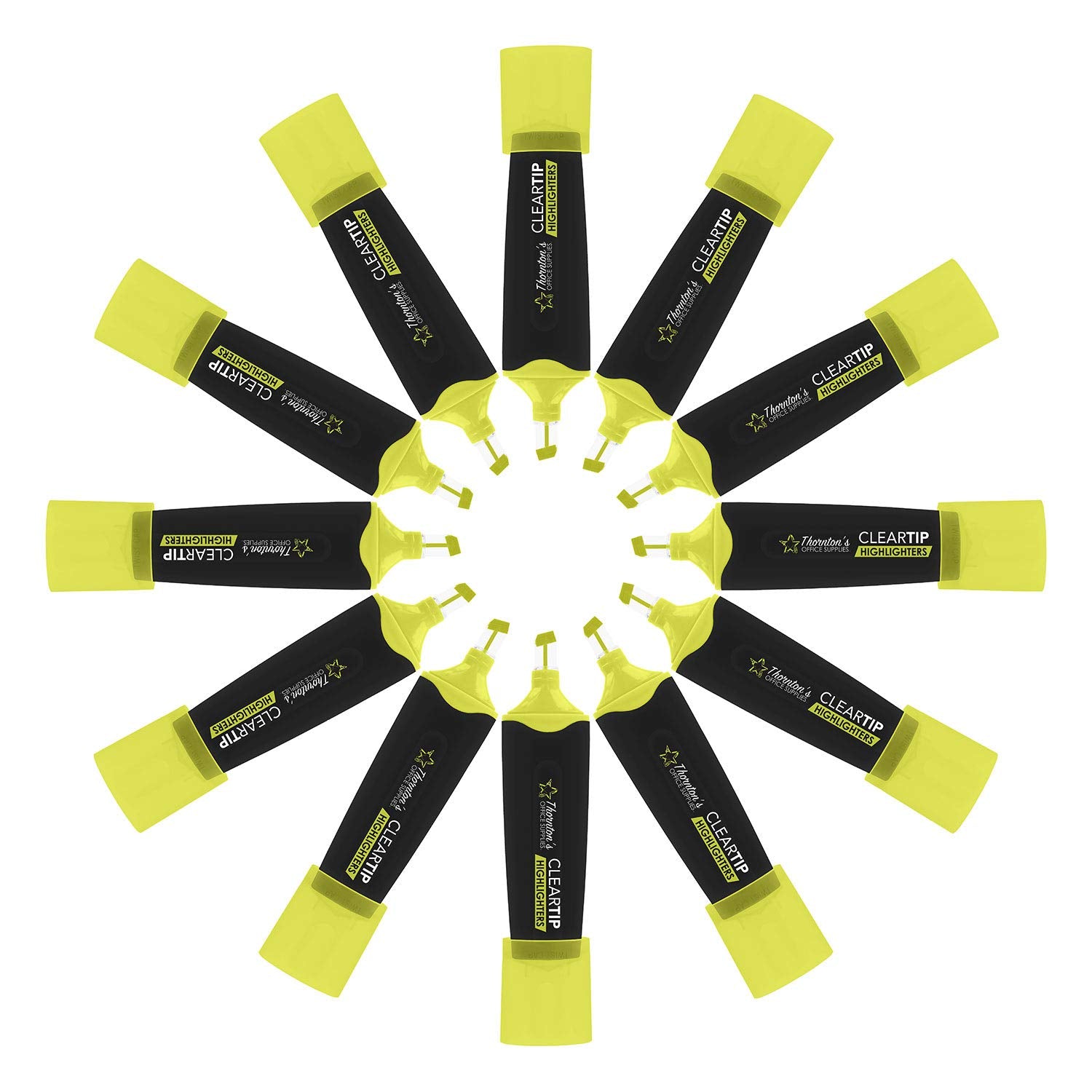 Thornton'S Office Supplies Cleartip Highlighters, 5.0Mm, Chisel Tip, 12-Count (Yellow)