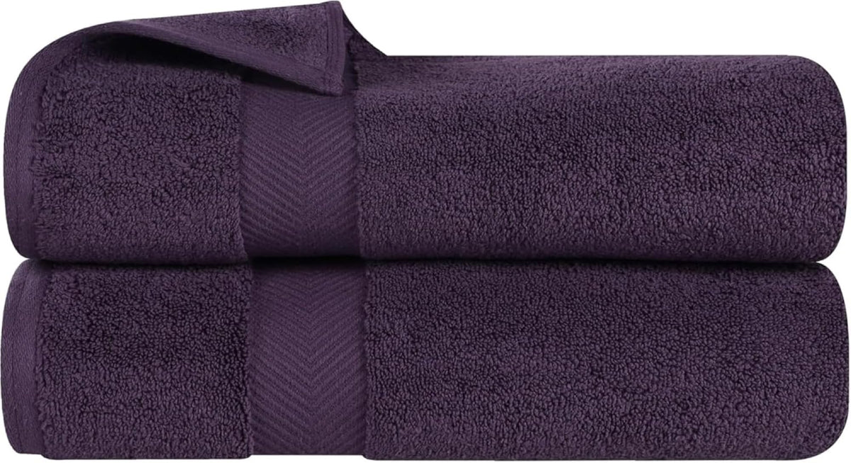 Superior Zero Twist 100% Cotton Bathroom, Super Soft, Fluffy, and Absorbent, Towel Set, Bath, Grape Seed