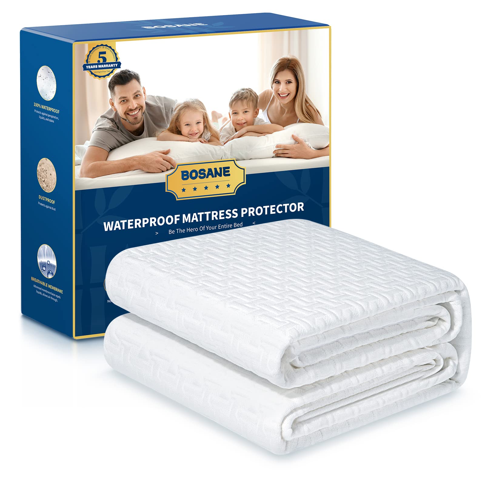 Premium 100% Waterproof Twin Mattress Protector Breathable Cooling 3D Air Fabric Mattress Cover Smooth Soft Hypoallergenic Noise