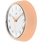 Infinity Instruments Retro 9.5 Inch Round Indoor Wall Clock, Peach Fuzz