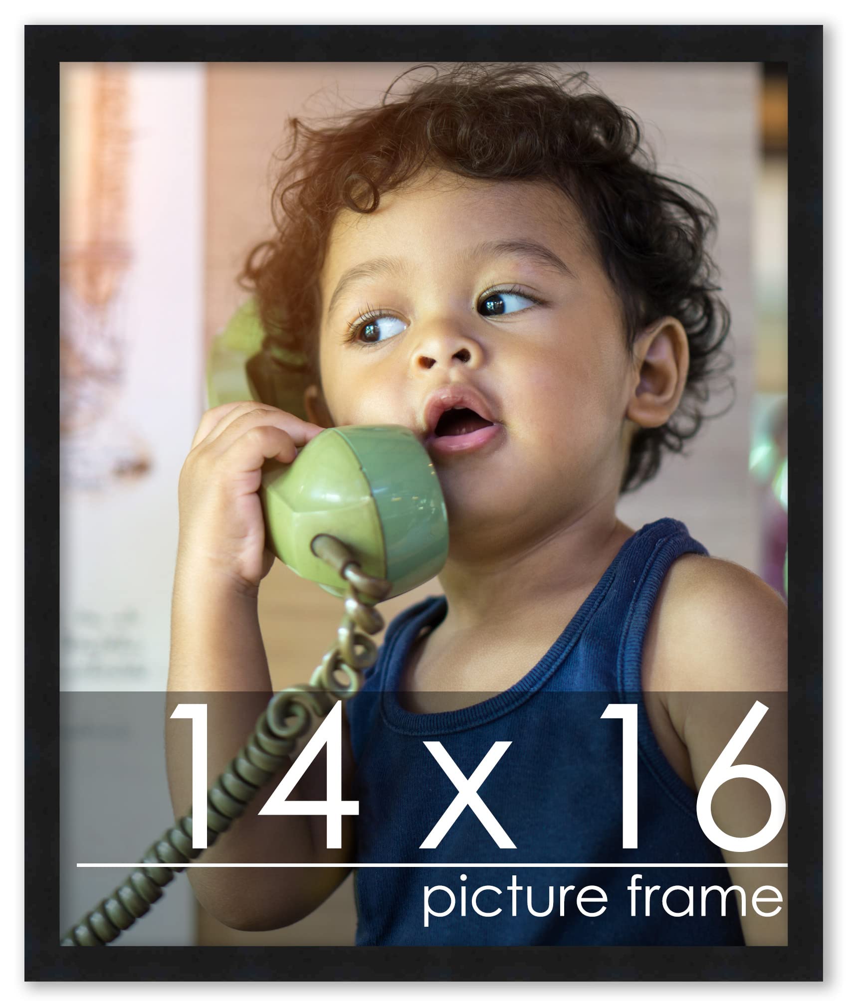 Poster Palooza 14x16 Frame Black Solid Wood Picture Frame | 0.75 Inch Moulding Width | Includes UV Acrylic Plexiglass, Foam Boar