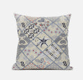 HomeRoots Dark Green Peach 18â€ Cream Gray Patch Suede Zippered Throw Pillow