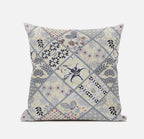 HomeRoots Dark Green Peach 18â€ Cream Gray Patch Suede Zippered Throw Pillow