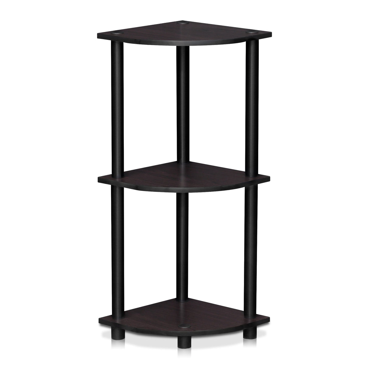 Furinno  12077Dwn Turnntube 3Tier Corner Display Rack Multipurpose Shelving Unit, Dark Walnut