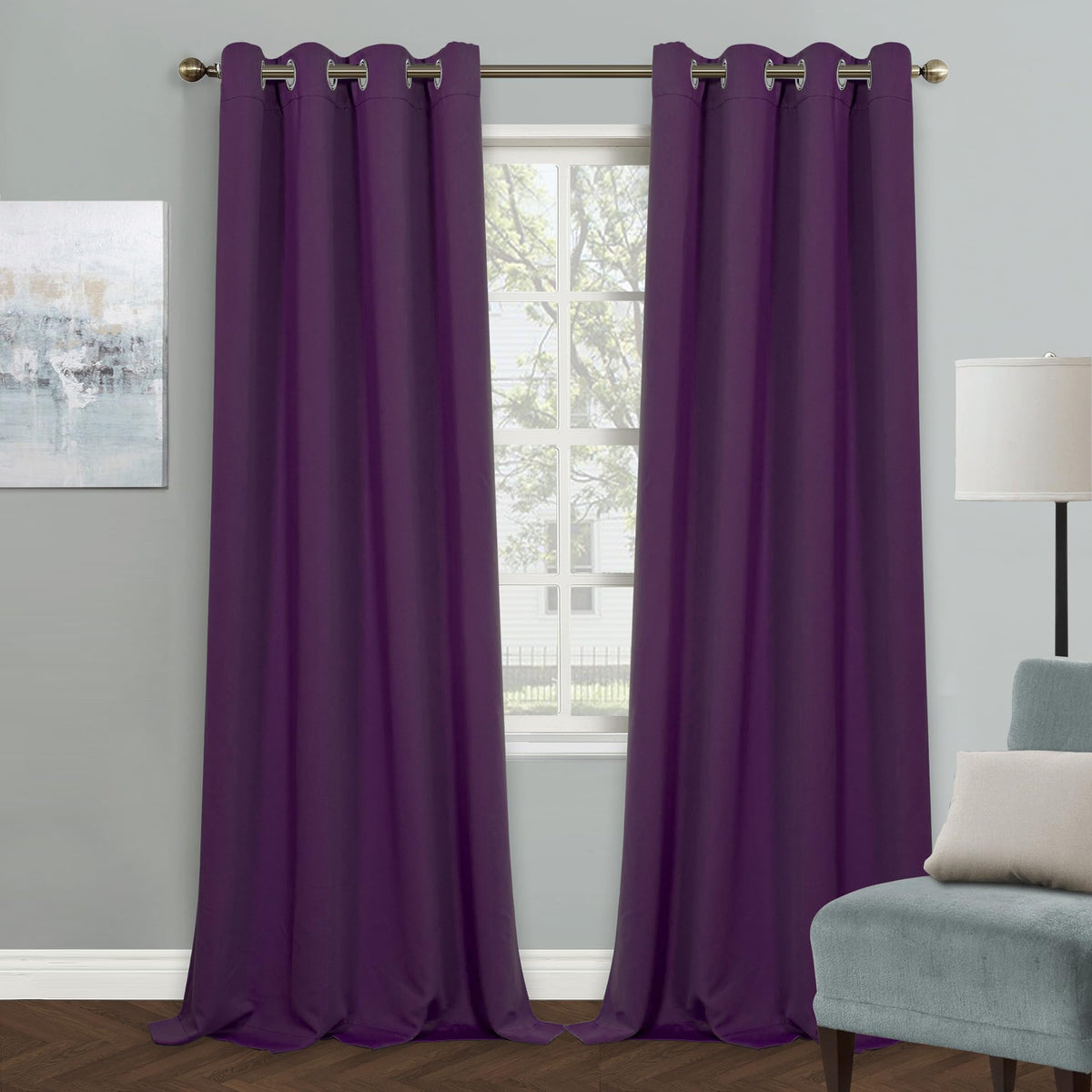 MYSKY HOME Blackout Curtain for Bedroom, Grommet Room Darkening Curtain, Amazing Triple Weave Thermal Insulated Curtain, 1 Curtain Panel ( 52 x 95 Inch, Royal Purple )