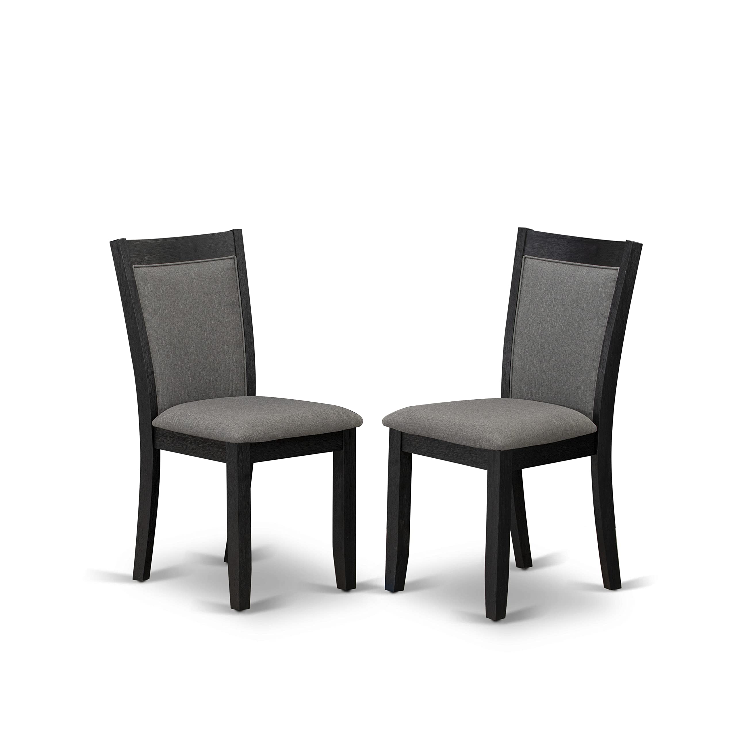 East West Furniture HBMZ5-AB6-50 5 Piece Dinette Set Includes a Round Dining Table with Pedestal and 4 Dark Gotham Grey Linen Fabric Parson Dining Room Chairs, 42x42 Inch, Wirebrushed Black