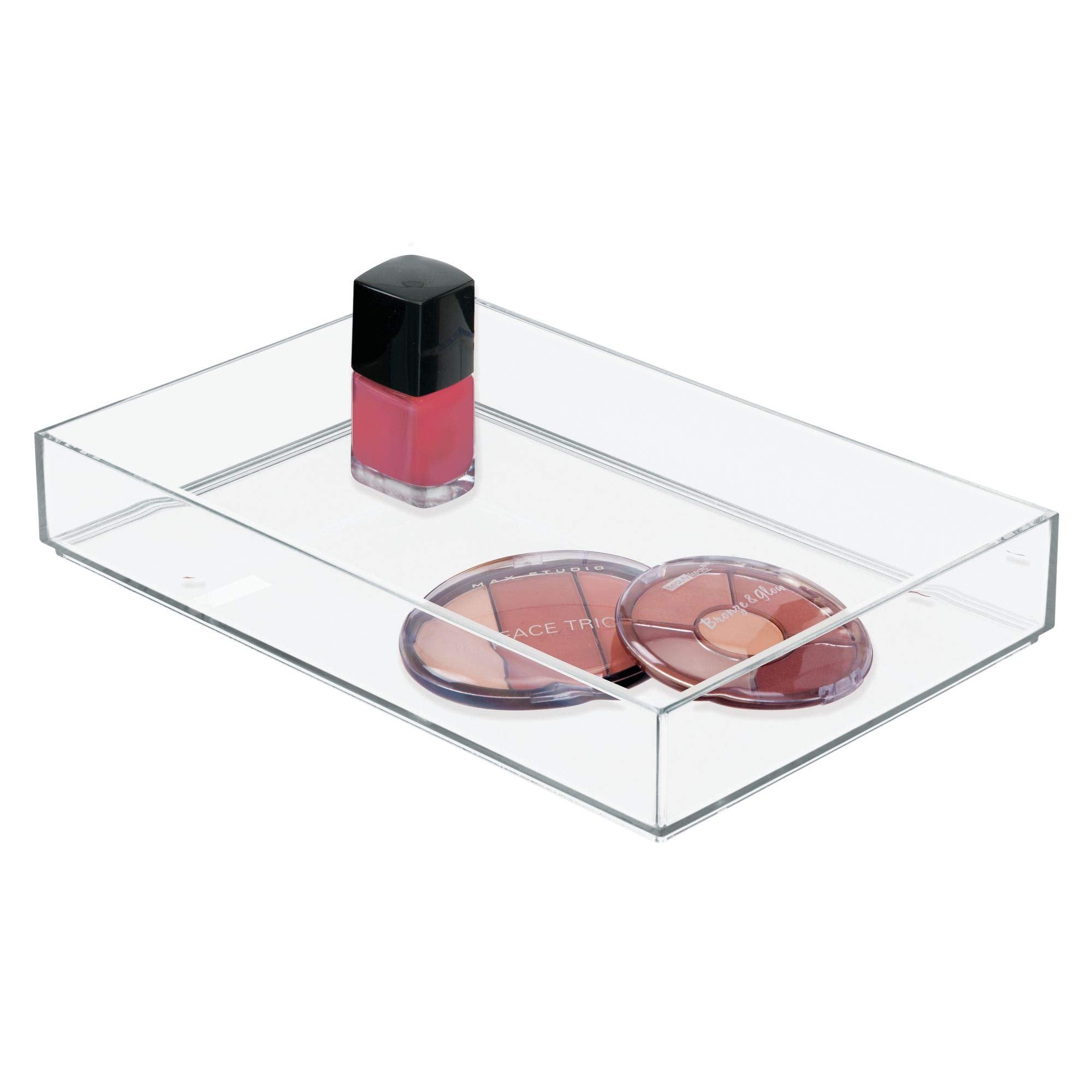 iDesign Decorative Countertop Vanity Tray Organizer for Bathroom, Bedroom, Closet, Entryway, The Clarity Collection - 8 x 12 x 2