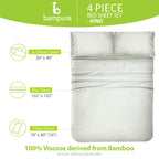 Bampure Luxury Series King Sheet Set - 100% Viscose Derived From Bamboo Sheets King Size - Super Soft Viscose Bamboo Cooling She