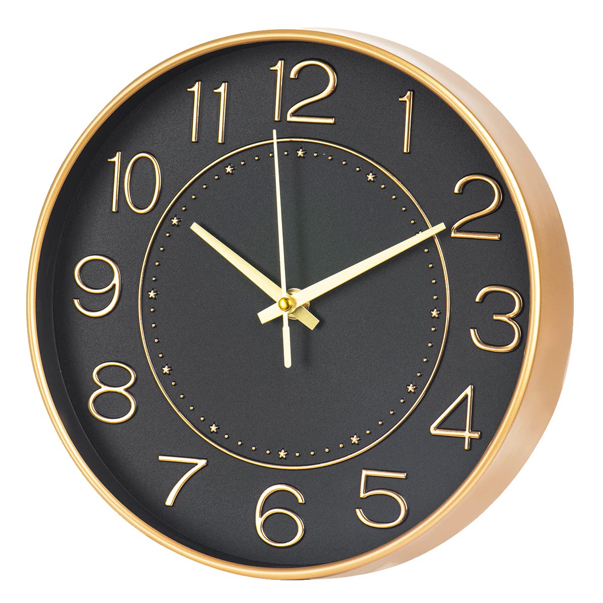 HZDHCLH Modern Wall Clocks Battery Operated,10 inch Black and Gold Clock for Wall,Silent Small Wall Clock for Living Room Bedroo