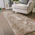 Latepis Beige Faux Sheepskin Fur Rug 2x8 Runner Rug for Hallway Non-Slip Furry Rug for Bedroom Living Room Rug Carpet for Home D